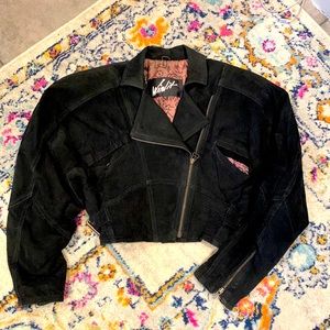 Vintage late 80s/ early 90s black suede leather jacket